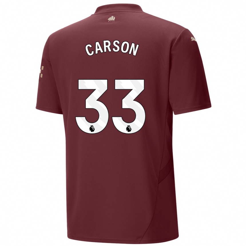 Kids Football Scott Carson #33 Maroon Third Jersey 2024/25 T-Shirt Uk