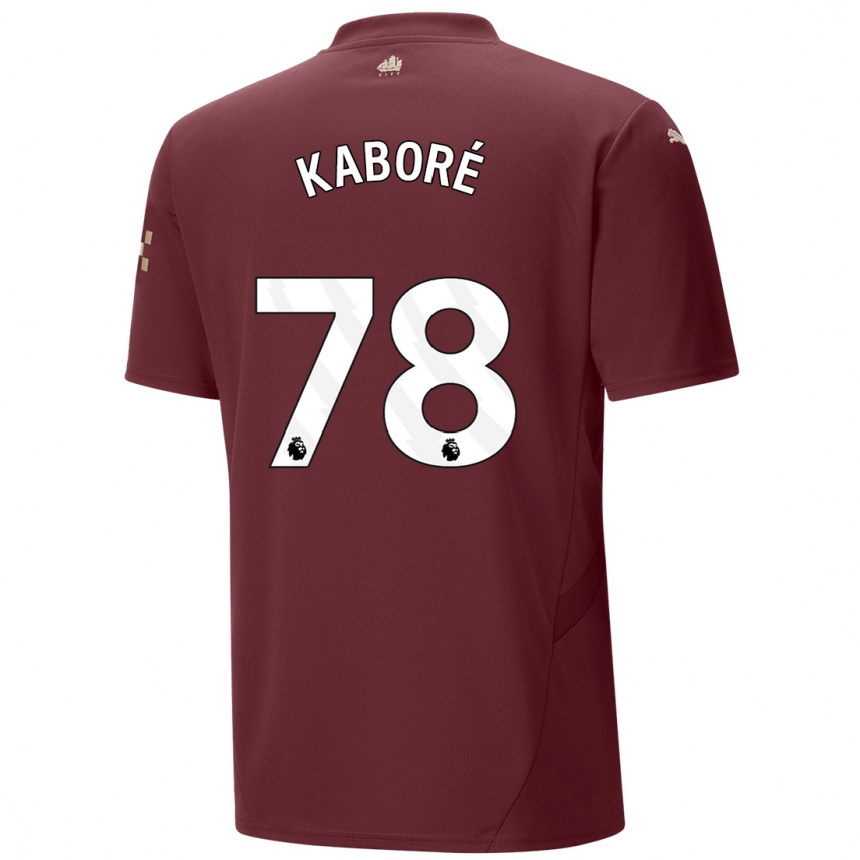 Kids Football Issa Kabore #78 Maroon Third Jersey 2024/25 T-Shirt Uk