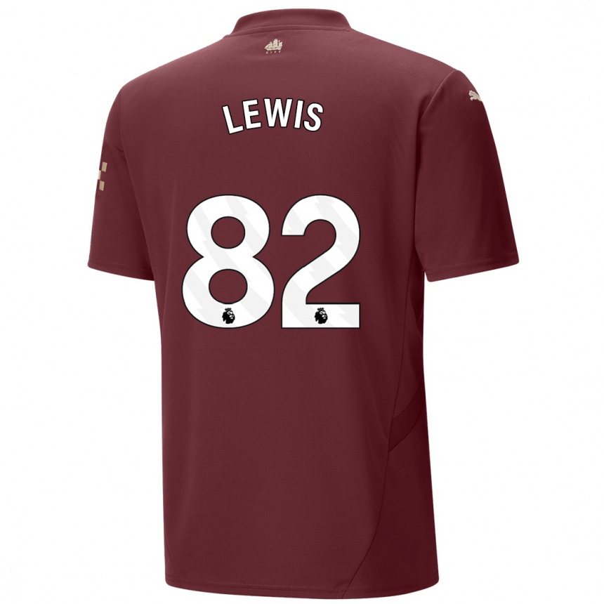 Kids Football Rico Lewis #82 Maroon Third Jersey 2024/25 T-Shirt Uk