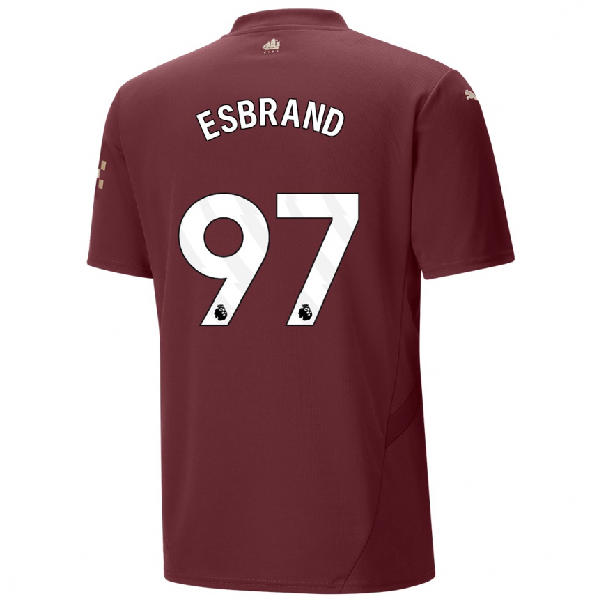 Kids Football Josh Wilson-Esbrand #97 Maroon Third Jersey 2024/25 T-Shirt Uk