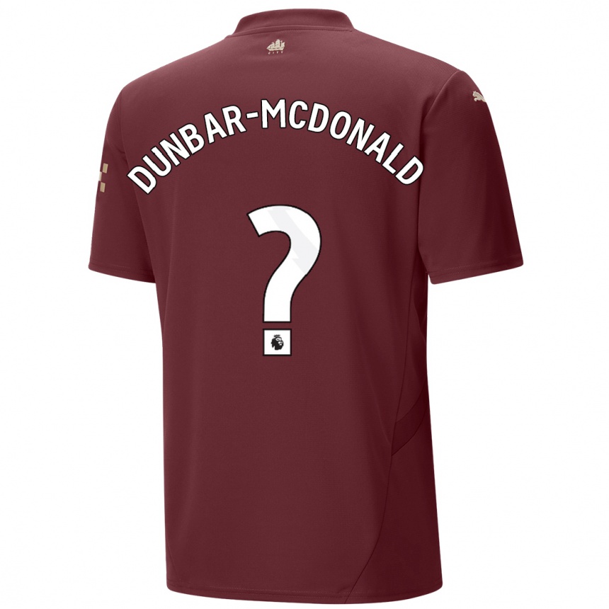 Kids Football Christian Dunbar-Mcdonald #0 Maroon Third Jersey 2024/25 T-Shirt Uk