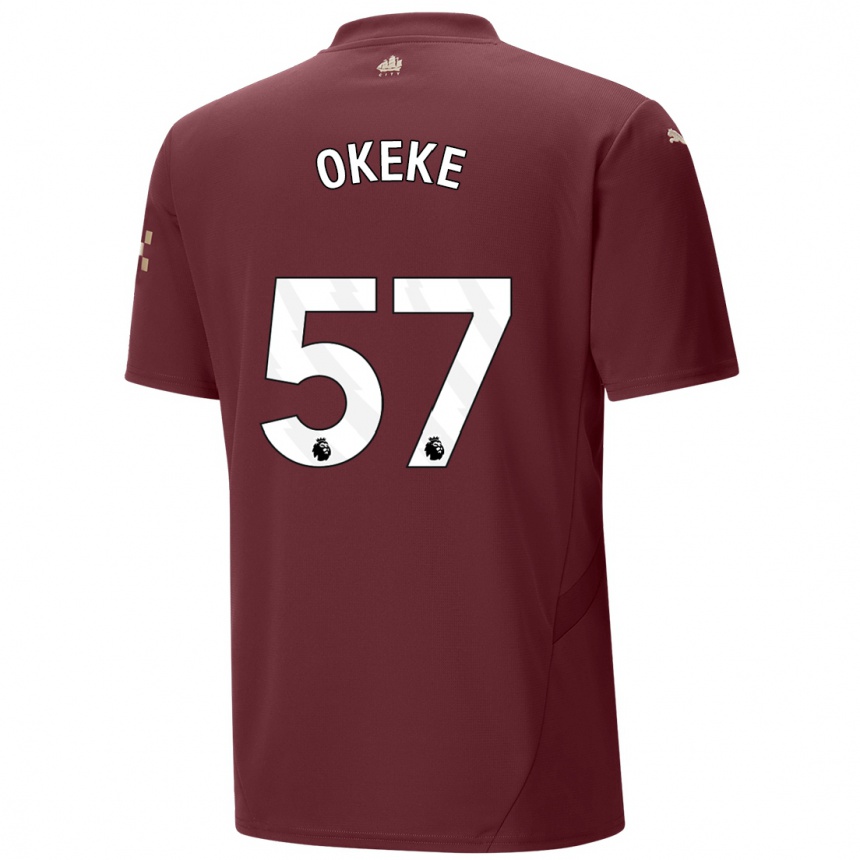 Kids Football Michael Okeke #57 Maroon Third Jersey 2024/25 T-Shirt Uk