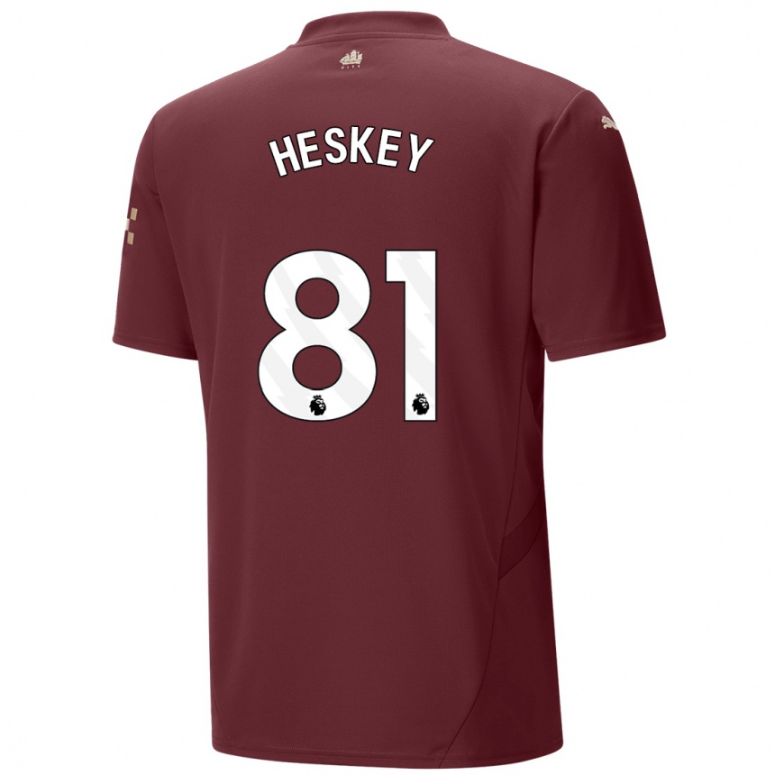 Kids Football Jaden Heskey #81 Maroon Third Jersey 2024/25 T-Shirt Uk