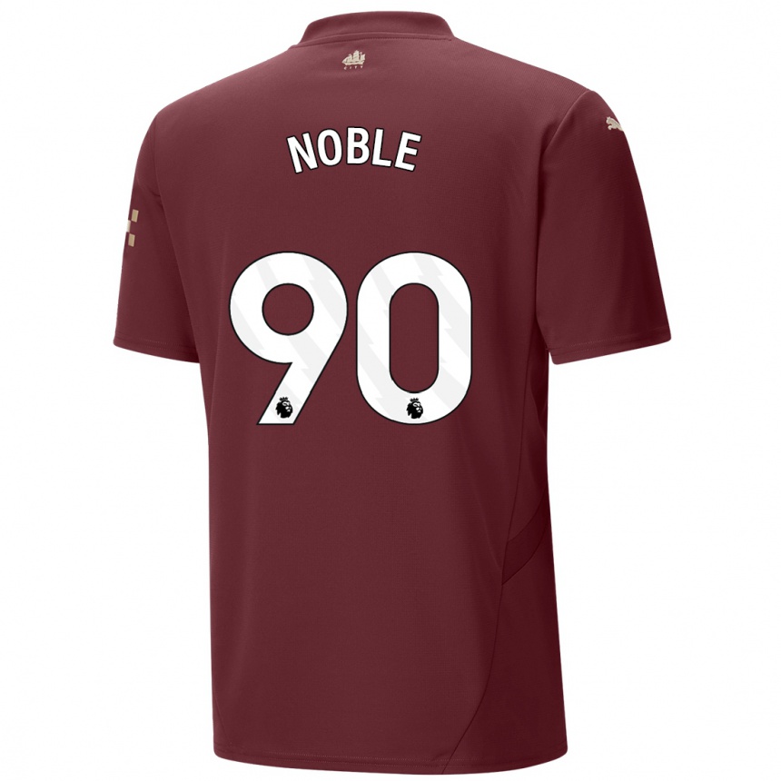 Kids Football Kian Noble #90 Maroon Third Jersey 2024/25 T-Shirt Uk