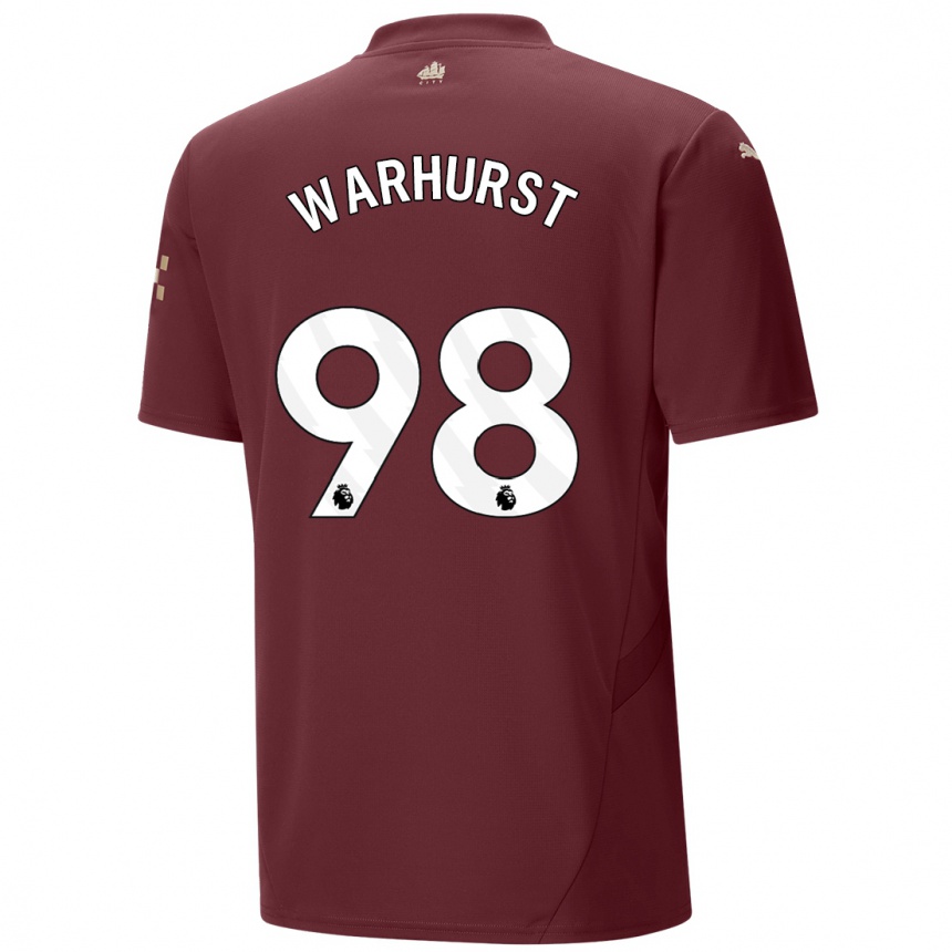 Kids Football Matthew Warhurst #98 Maroon Third Jersey 2024/25 T-Shirt Uk