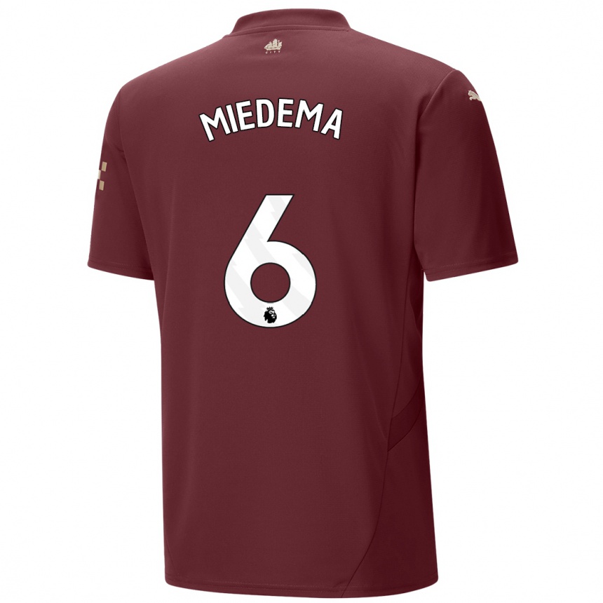 Kids Football Vivianne Miedema #6 Maroon Third Jersey 2024/25 T-Shirt Uk