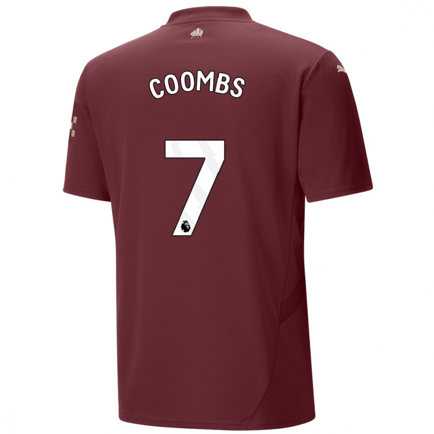 Kids Football Laura Coombs #7 Maroon Third Jersey 2024/25 T-Shirt Uk