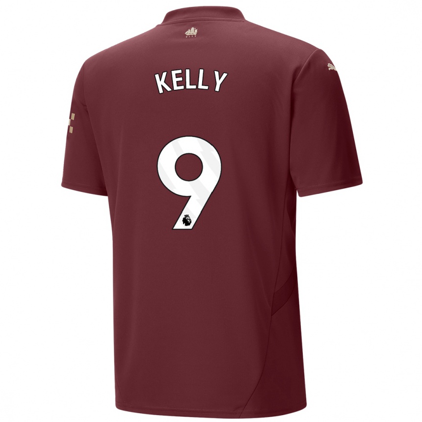 Kids Football Chloe Kelly #9 Maroon Third Jersey 2024/25 T-Shirt Uk