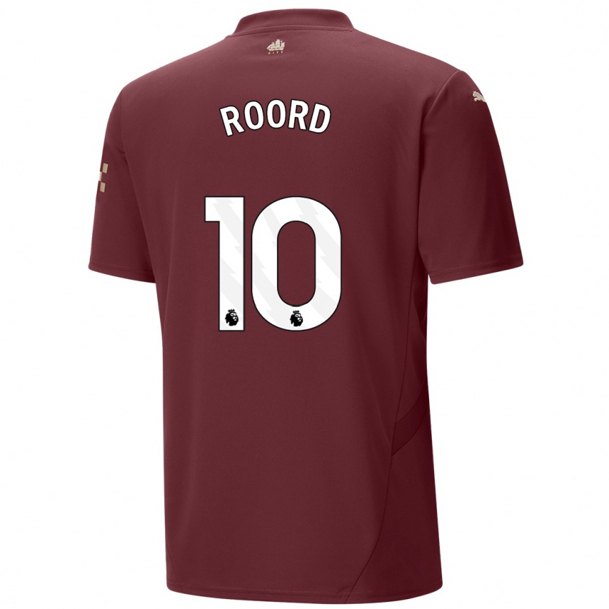 Kids Football Jill Roord #10 Maroon Third Jersey 2024/25 T-Shirt Uk