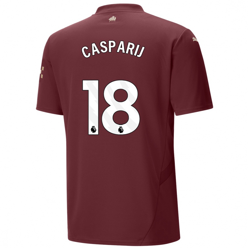 Kids Football Kerstin Casparij #18 Maroon Third Jersey 2024/25 T-Shirt Uk