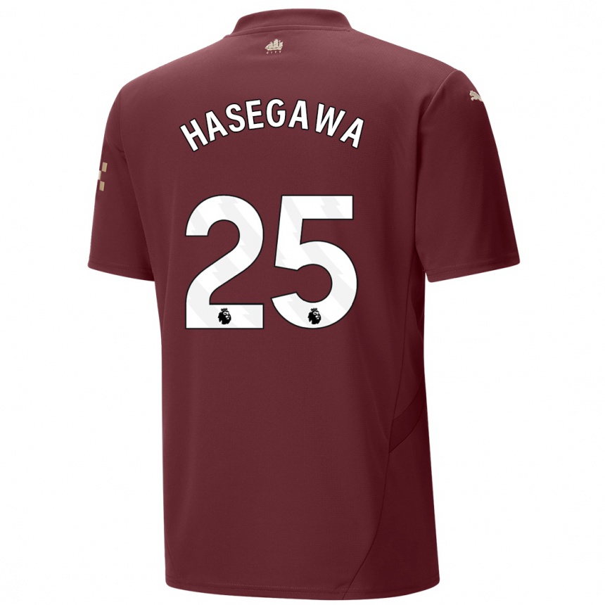 Kids Football Yui Hasegawa #25 Maroon Third Jersey 2024/25 T-Shirt Uk