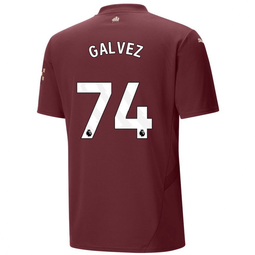 Kids Football Tomas Galvez #74 Maroon Third Jersey 2024/25 T-Shirt Uk