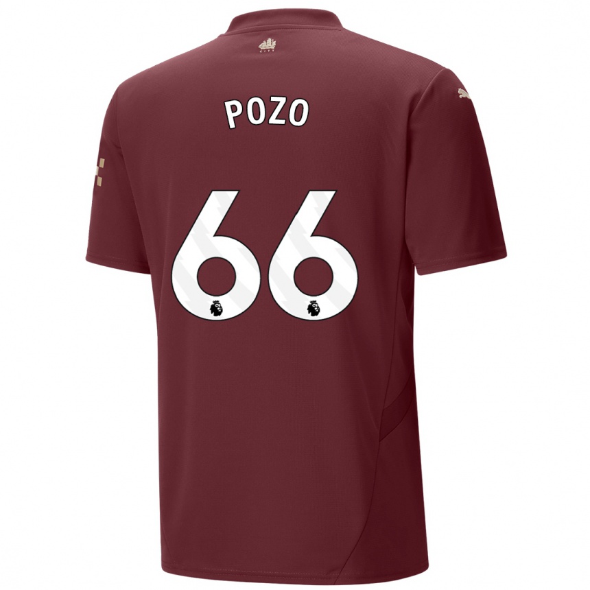 Kids Football Iker Pozo #66 Maroon Third Jersey 2024/25 T-Shirt Uk