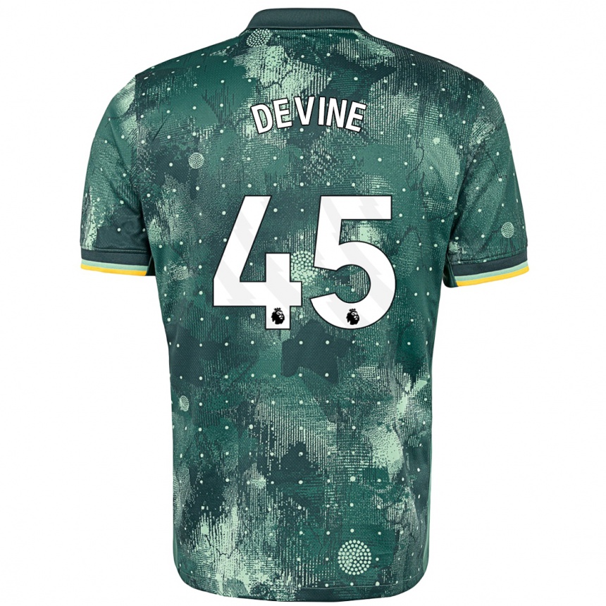 Kids Football Alfie Devine #45 Mint Green Third Jersey 2024/25 T-Shirt Uk