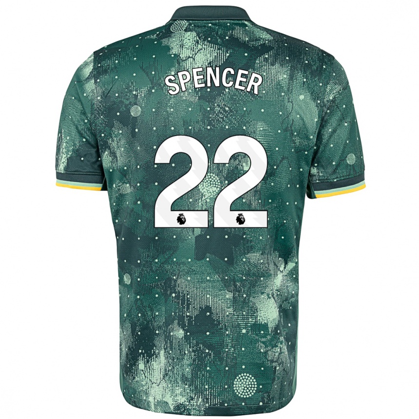 Kids Football Rebecca Spencer #22 Mint Green Third Jersey 2024/25 T-Shirt Uk