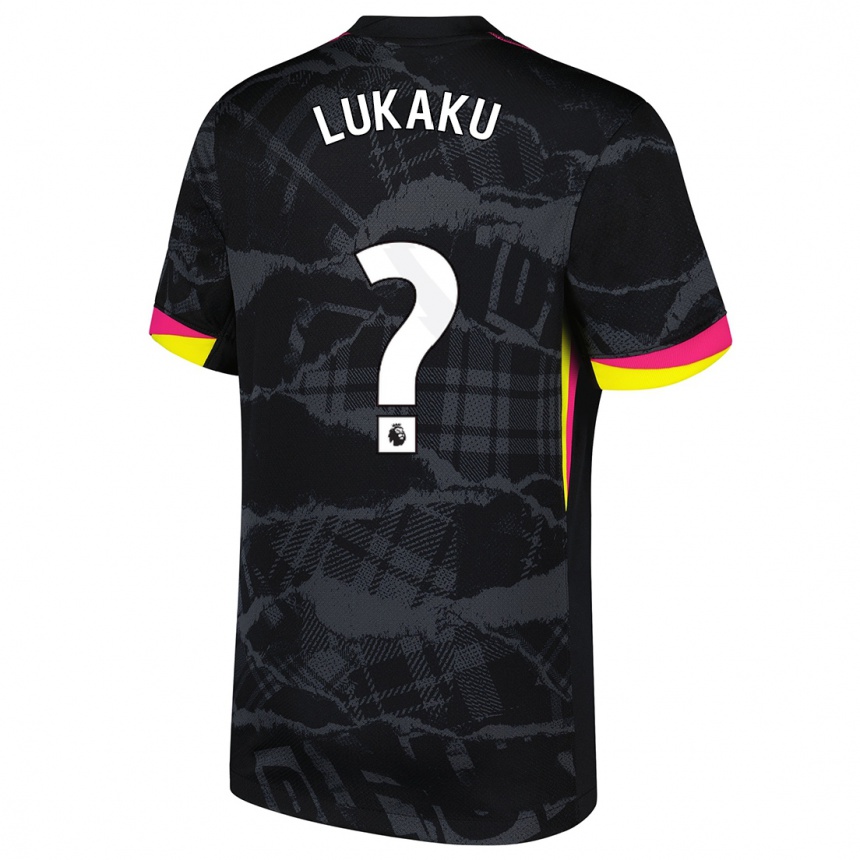 Kids Football Romelu Lukaku #0 Black Pink Third Jersey 2024/25 T-Shirt Uk