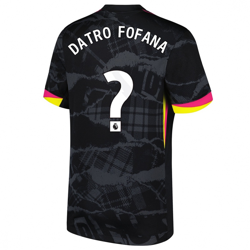 Kids Football David Datro Fofana #0 Black Pink Third Jersey 2024/25 T-Shirt Uk