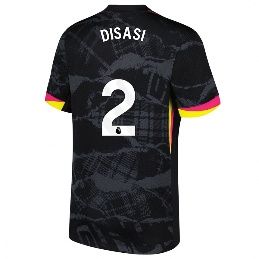 Kids Football Axel Disasi #2 Black Pink Third Jersey 2024/25 T-Shirt Uk