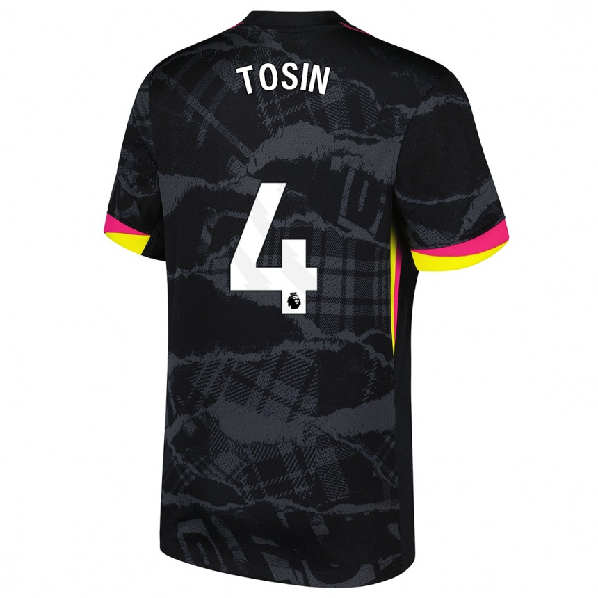 Kids Football Tosin Adarabioyo #4 Black Pink Third Jersey 2024/25 T-Shirt Uk