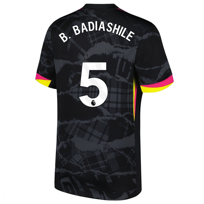 Kids Football Benoît Badiashile #5 Black Pink Third Jersey 2024/25 T-Shirt Uk