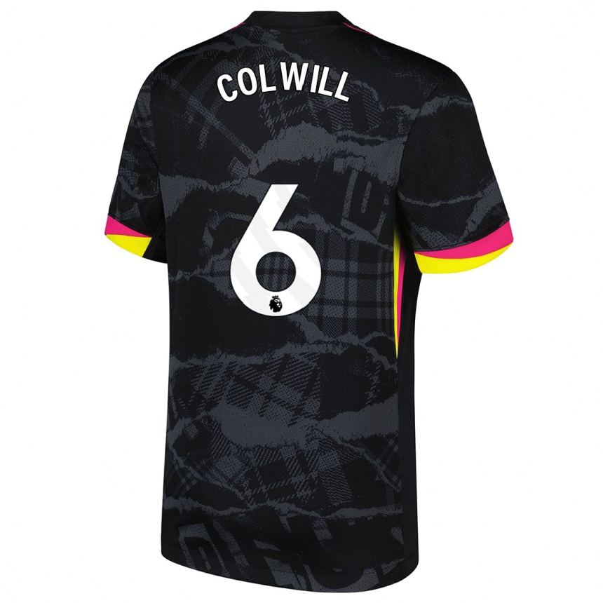 Kids Football Levi Colwill #6 Black Pink Third Jersey 2024/25 T-Shirt Uk