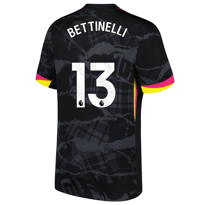 Kids Football Marcus Bettinelli #13 Black Pink Third Jersey 2024/25 T-Shirt Uk