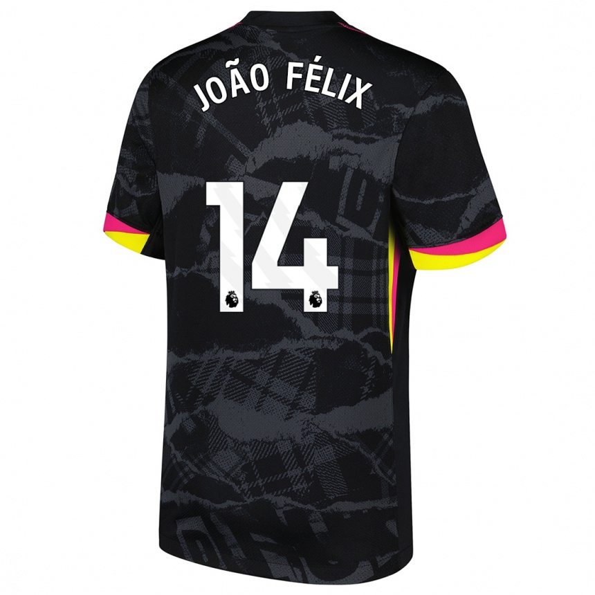 Kids Football Joao Felix #14 Black Pink Third Jersey 2024/25 T-Shirt Uk