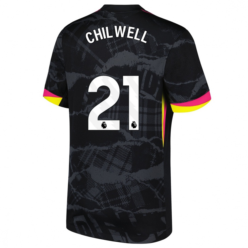 Kids Football Ben Chilwell #21 Black Pink Third Jersey 2024/25 T-Shirt Uk