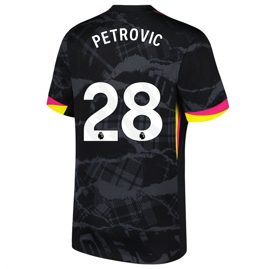 Kids Football Djordje Petrovic #28 Black Pink Third Jersey 2024/25 T-Shirt Uk