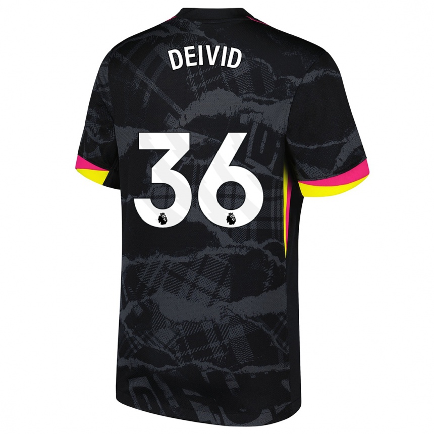 Kids Football Deivid Washington #36 Black Pink Third Jersey 2024/25 T-Shirt Uk