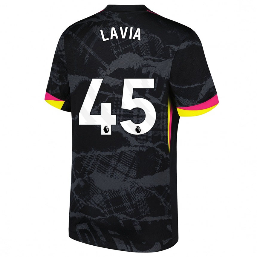 Kids Football Roméo Lavia #45 Black Pink Third Jersey 2024/25 T-Shirt Uk