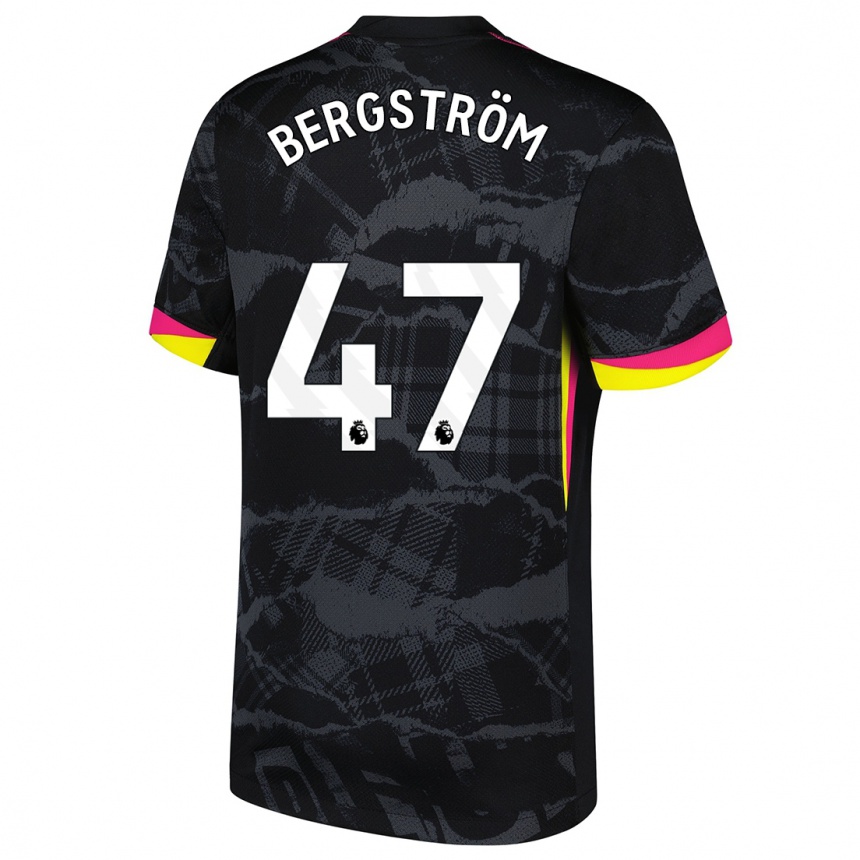 Kids Football Lucas Bergström #47 Black Pink Third Jersey 2024/25 T-Shirt Uk