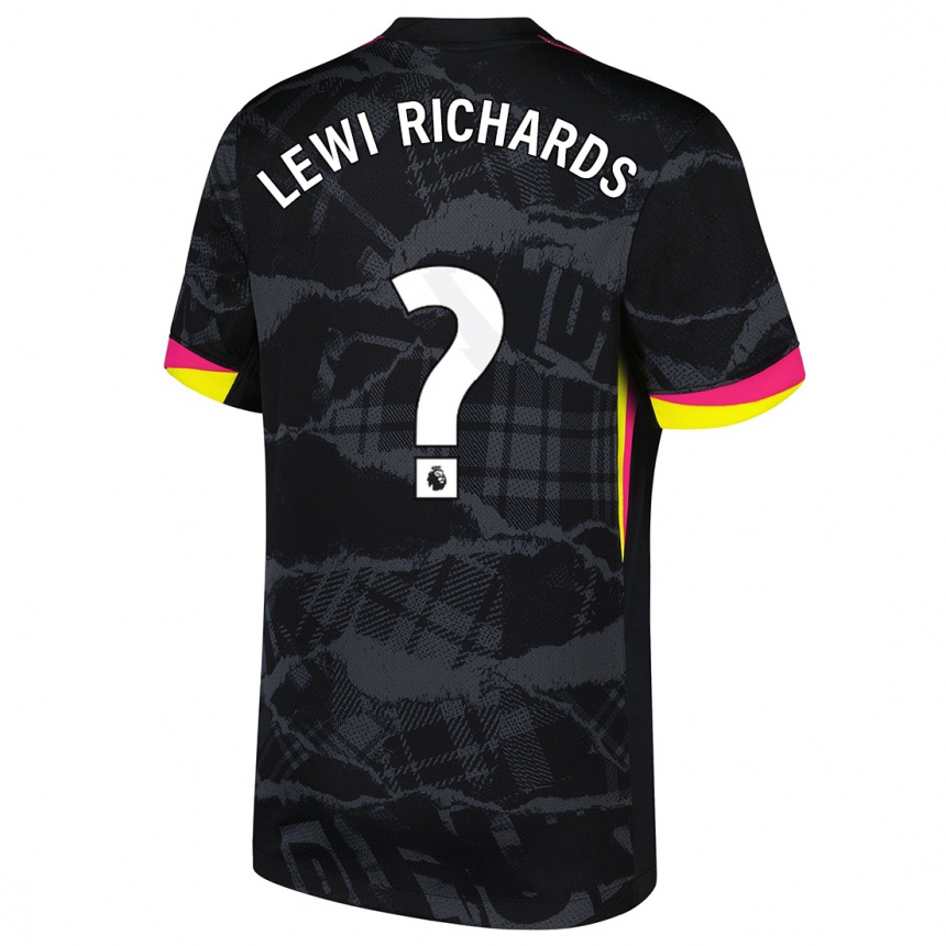 Kids Football Lewi Richards #0 Black Pink Third Jersey 2024/25 T-Shirt Uk