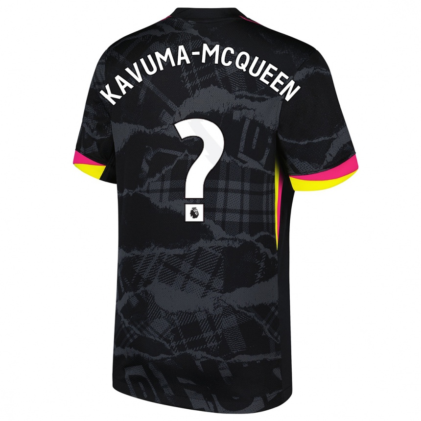 Kids Football Ryan Kavuma-Mcqueen #0 Black Pink Third Jersey 2024/25 T-Shirt Uk