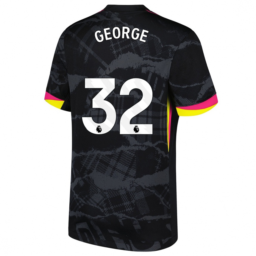 Kids Football Tyrique George #32 Black Pink Third Jersey 2024/25 T-Shirt Uk