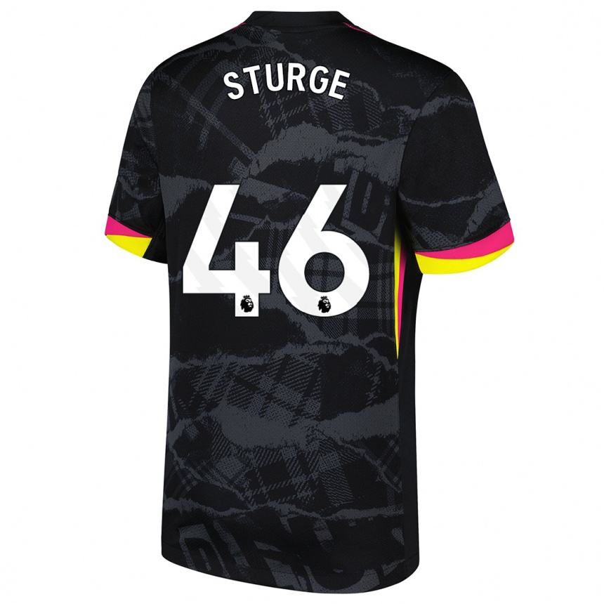 Kids Football Zak Sturge #46 Black Pink Third Jersey 2024/25 T-Shirt Uk