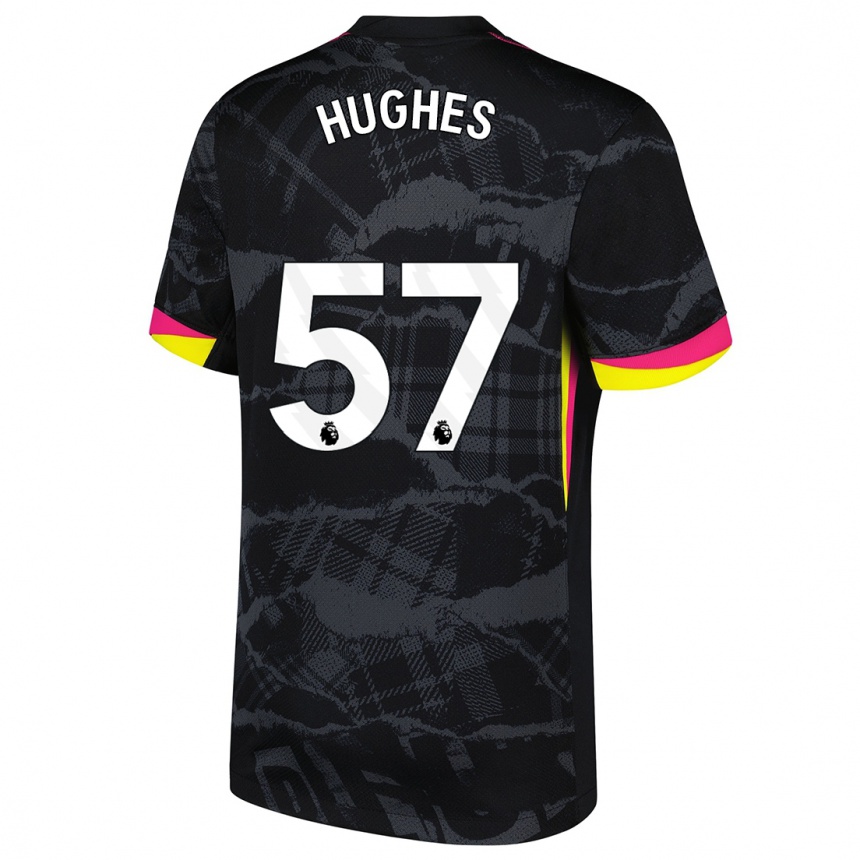 Kids Football Brodi Hughes #57 Black Pink Third Jersey 2024/25 T-Shirt Uk