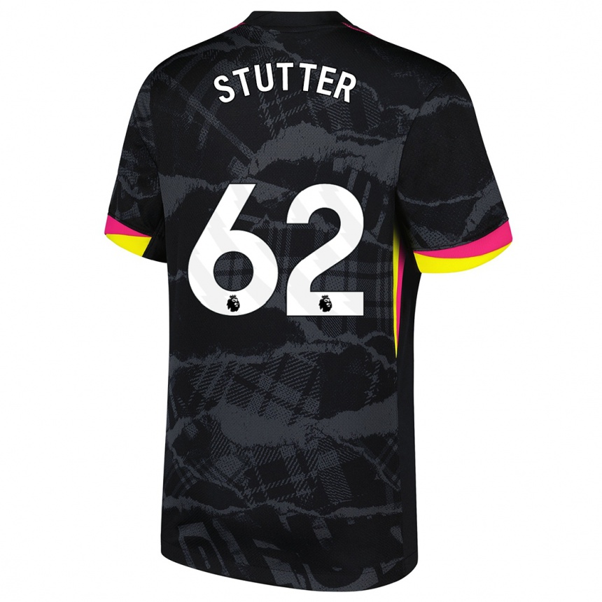 Kids Football Ronnie Stutter #62 Black Pink Third Jersey 2024/25 T-Shirt Uk