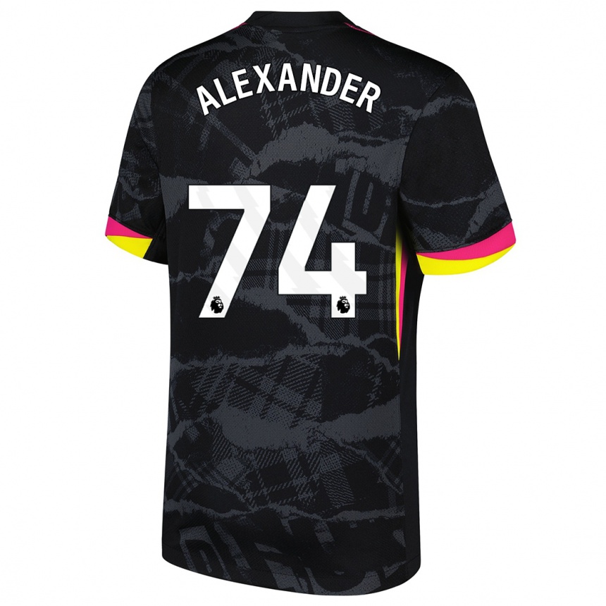 Kids Football Reiss-Alexander Russell-Denny #74 Black Pink Third Jersey 2024/25 T-Shirt Uk