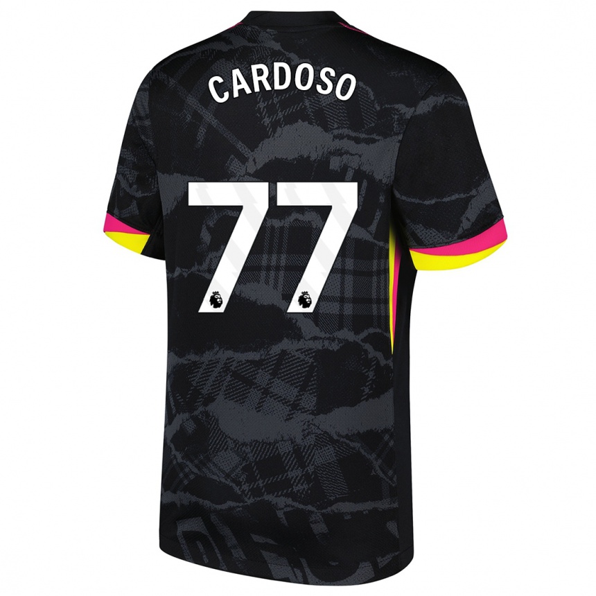 Kids Football Leo Cardoso #77 Black Pink Third Jersey 2024/25 T-Shirt Uk