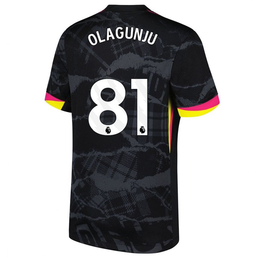 Kids Football Saheed Olagunju #81 Black Pink Third Jersey 2024/25 T-Shirt Uk