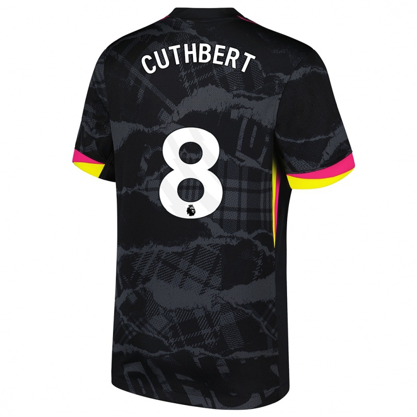 Kids Football Erin Cuthbert #8 Black Pink Third Jersey 2024/25 T-Shirt Uk