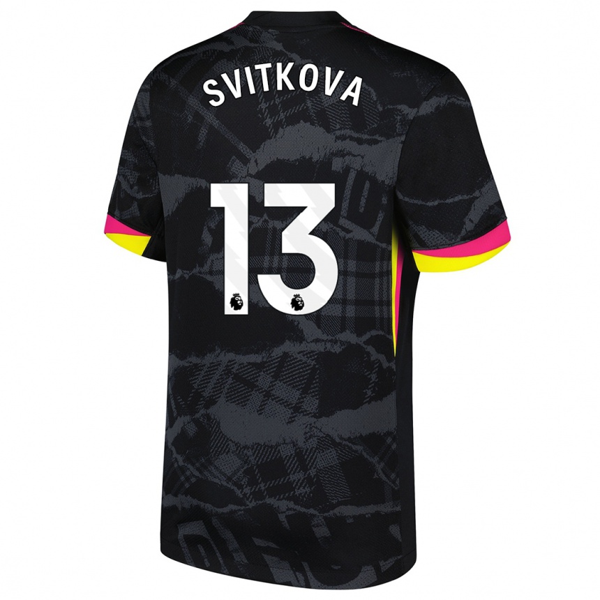 Kids Football Kateřina Svitková #13 Black Pink Third Jersey 2024/25 T-Shirt Uk