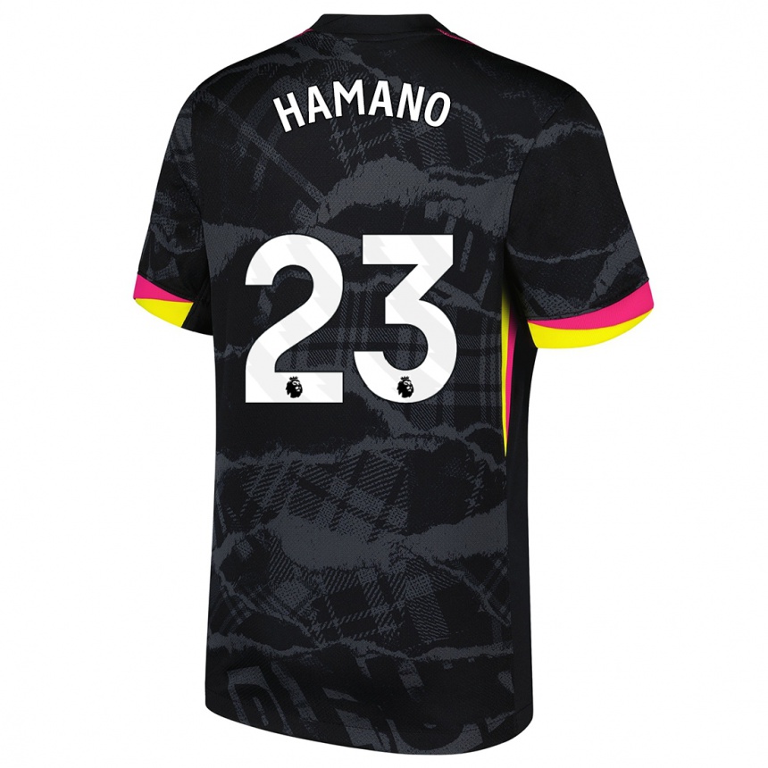 Kids Football Maika Hamano #23 Black Pink Third Jersey 2024/25 T-Shirt Uk