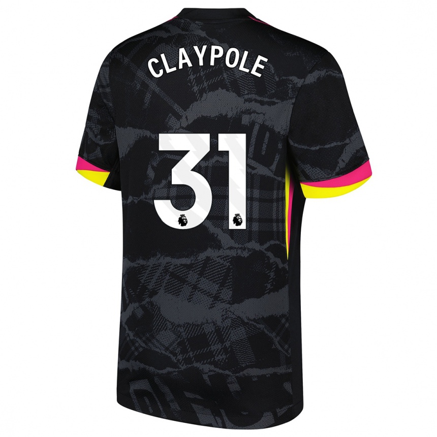 Kids Football Aimee Claypole #31 Black Pink Third Jersey 2024/25 T-Shirt Uk