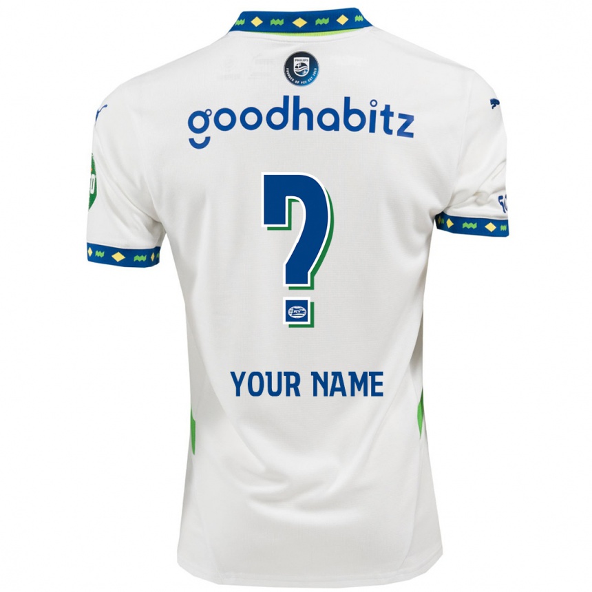 Kids Football Your Name #0 White Dark Blue Third Jersey 2024/25 T-Shirt Uk