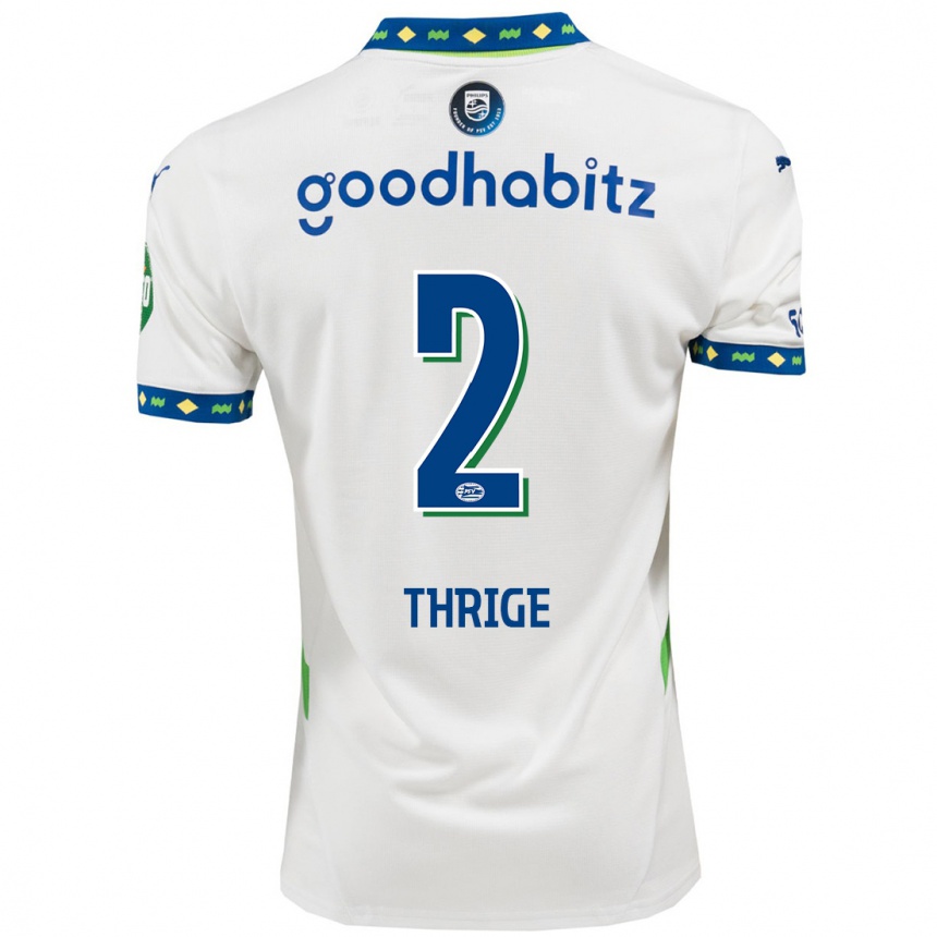 Kids Football Sara Thrige #2 White Dark Blue Third Jersey 2024/25 T-Shirt Uk