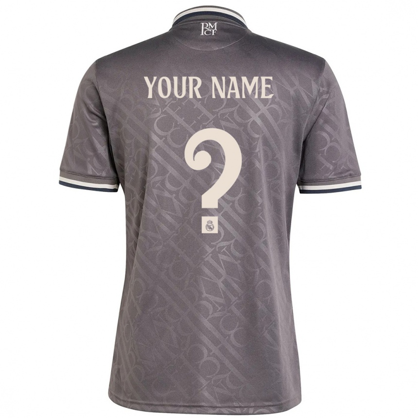 Kids Football Your Name #0 Charcoal Third Jersey 2024/25 T-Shirt Uk