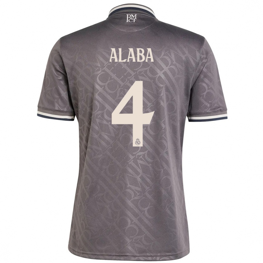 Kids Football David Alaba #4 Charcoal Third Jersey 2024/25 T-Shirt Uk