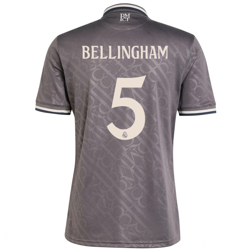 Kids Football Jude Bellingham #5 Charcoal Third Jersey 2024/25 T-Shirt Uk